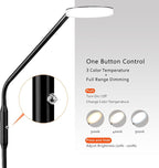O’Bright Moon - Dimmable LED Floor Lamp, Adjustable Color Temperature for Bedside Reading, Work Light, Art/Crafting Light, Sewing, 360° Flexible Gooseneck, Rotatable Lighting, Black