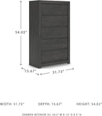 Signature Design by Ashley Parlayon Casual 5-Drawer Chest of Drawers with Safety Stop, Gray