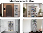 GCCSJ Shoe Rack Organizer Storage Box 9 Tiers-18 Pairs, Portable Folding Shoe Rack with Magnetic Clear Door for Closet Entryway, Transparent, 9 Tiers 18 Pairs