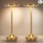 2 Pack LED Rechargeable Cordless Table Lamps,Portable Outdoor 6000 mAh Battery Operated Table Light Touch Control 3 Color Dimmable Waterproof for Patio/Cofee/Restaurant/Camping/Dining/ Bedroom-Gold