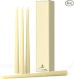 12-Inch Tall Dripless Taper Candles Set of 4 - Ivory Tapered Candles, Perfect for Wedding,Dinner - Smokeless, Unscented, Long Burning - Hand Poured, Colored Tall Candlesticks - Cream
