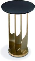 Erin Side Table – Modern End Table with 304 Stainless Steel & Bright Brass Base, Wood Top, Commercial Grade Quality