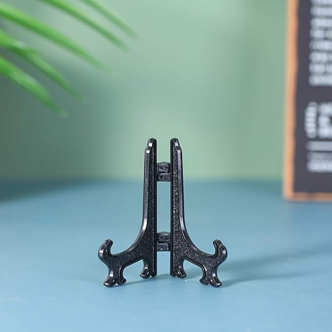 Artliving 3 Inch Black 12pcs/Set Plastic Easels Plate Display Stands Picture Frame Stand Holder