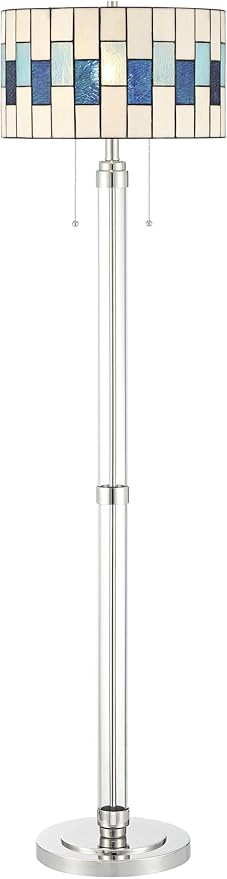 Robert Louis Tiffany Andra 60" High Art Glass Drum Shade Floor Lamp