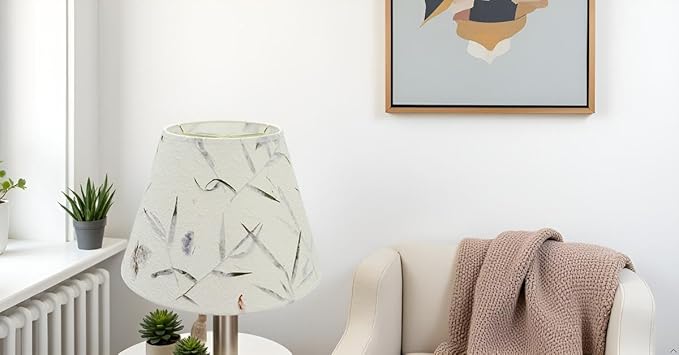 Aspen Creative 32688 Transitional Empire Shape Spider Construction Lamp Shade, Off White with Leaves and Petals in Paper, 7" Top x 13" Bottom x 9-1/2" Slant Height