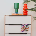 tinge Lira Premium Fabric Dresser - Solid Wooden Frame, 4 Spacious Sag-Proof Drawers with Sleek Metal Handles - Sleek & Durable Storage Solution for Your Home (Light Brown)