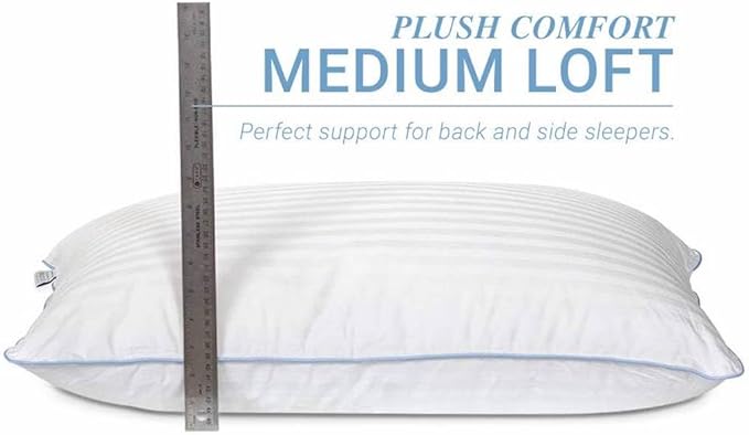 eLuxurySupply 2-Pack Premium Bed Pillows - Medium Density and Medium Loft Ideal for Back and Side Sleepers - 100% Cotton Casing - 20"X36" King Size