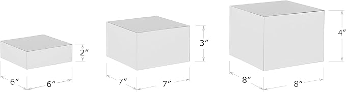 Red Co. Set of 3 Glossy Silver Acrylic Cube Display Nesting Risers with Hollow Bottoms
