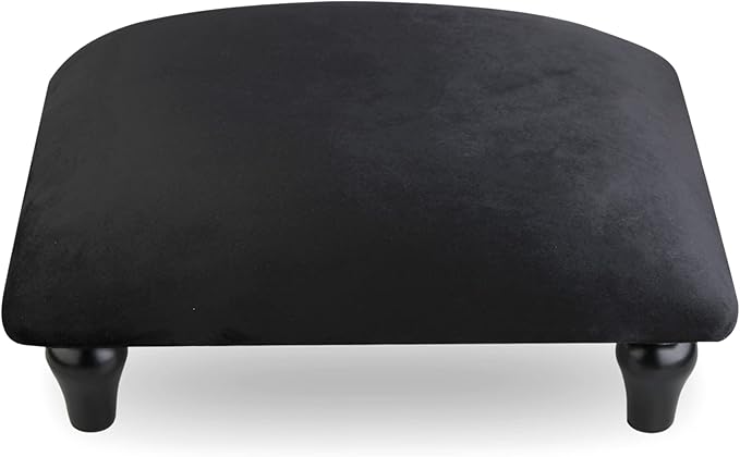 Small Foot Stool Ottoman with Stable Wood Legs Upholstered Footstool Padded Foot Rest Step Stool for High Beds Seat Chair Couch Sofa Patio Bedroom Living Room Office (5.9" H-Black)