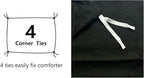 Amazon Basics Lightweight Microfiber 3-Piece Duvet Cover Set with Zipper Closure, Full/Queen, Black, Solid