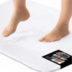 GORILLA GRIP Thick Memory Foam Bath Rugs, Soft Absorbent Velvet Bathroom Mats, Durable Dots on Underside, Machine Washable Bathmat, Carpet Rug Room Decor for Shower Floor, 24x17 Mat, White