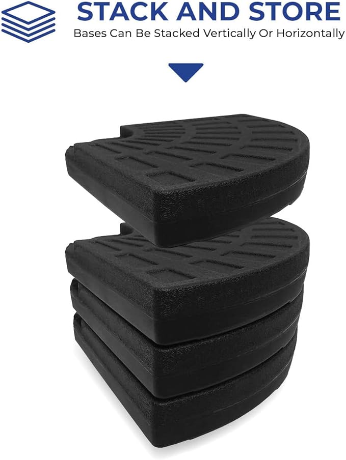 Backyard Expressions 4-Piece Offset Umbrella Base Weight Set – Fill with Water or Sand for Up to 160 lbs Stability – Heavy-Duty Resin Plates with Easy Carry Handles, Fits Most Cantilever Umbrellas