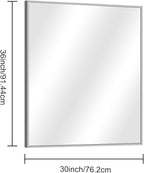 30" x 36"Bathroom Mirror, Silver Rectangle Corner Wall Mirror with Metal Frame, Decorative Rectangular Vanity Mirror for Bedroom Bathroom Living Room Entryway (Horizontal/Vertical)