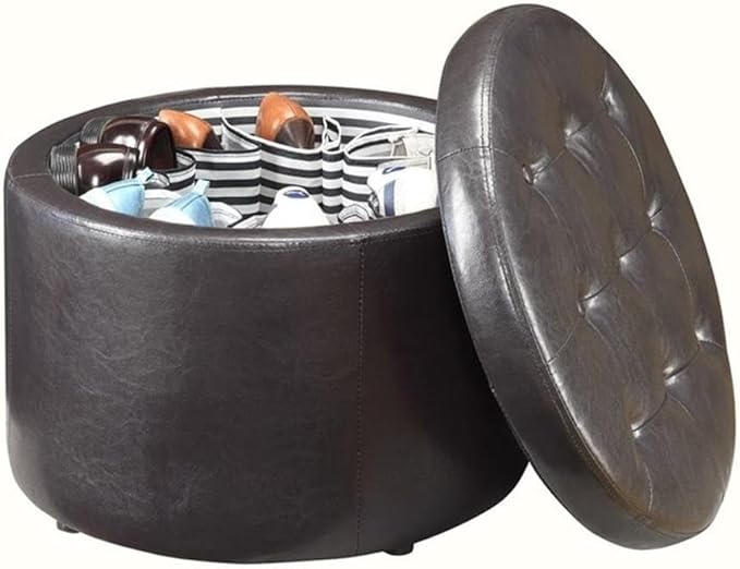 Convenience Concepts Designs4Comfort Round Shoe Ottoman, Espresso
