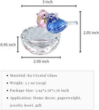 Crystal Bird Figurine Faceted Glass Birdy Nest Statue Valentine's Day Gift for Her Cute Animal Collectible Ornament Home Decor (Pink and Blue)