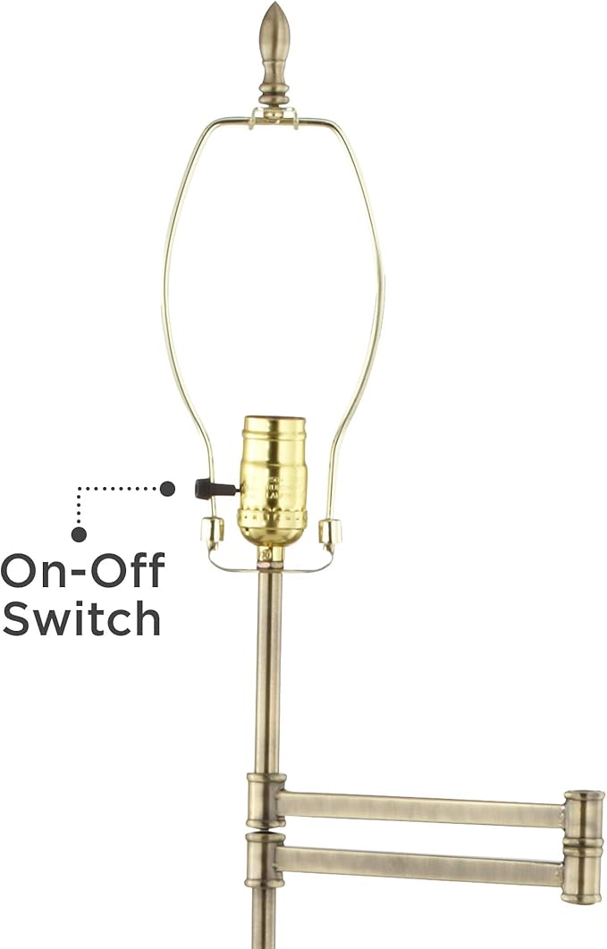 360 Lighting Westbury Traditional Swing Arm Floor Lamp Adjustable Height Standing 70" Tall Antique Brass Gold Tan Bell Shade Brown Trim Decor for Living Room Reading House Bedroom Home