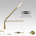 O’Bright Moon - Dimmable LED Floor Lamp, Adjustable Color Temperature for Bedside Reading, Work Light, Art/Crafting Light, Sewing, 360° Flexible Gooseneck, Rotatable Lighting, Antique Brass