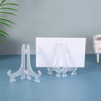 Artliving 5 Inch Clear Plastic Easels or Stand/Plate Holders to Display Pictures or Other Items at Weddings, Home Decoration, Birthdays, Tables (12 Pack)