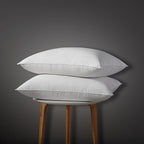 Globon Luxury Down Pillows Queen Size Set of 2 for Side Sleepers, 100% Cotton Shell Hotel Collection Bed Pillow for Sleeping, Firm Down Surrounded Feather Pillow 20" x 30"
