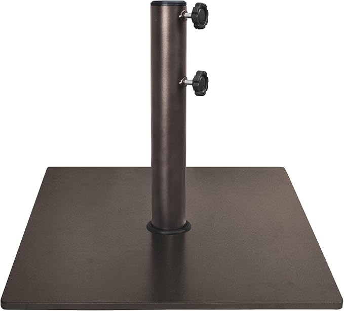 EliteShade USA Up to 160 lbs Square Umbrella Base Steel Plate Stand Market Patio Outdoor Heavy Duty Umbrella Holder, Bonus 18.5" Square Weight Sand Bag, Sand is not Included, Reddish-Brown