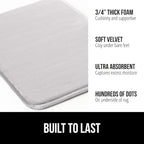GORILLA GRIP Memory Foam Bath Rugs, Soft Absorbent Velvet Bathroom Mats, Durable Dots on Underside, Machine Washable Bathmat, Carpet Rug Room Decor for Shower Floor, 30x20 Mat, Light Gray
