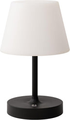 Modo LED Cordless USB-C Re-Chargeable Desk Lamp, 5200mAh Battery Operated with 3 Color Temperature 2700K-3000K-3500K and Fingertip Touch On/Off Plus Dimming in Black with White PC Shade