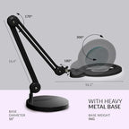Neatfi XL Bifocal LED Magnifying Lamp – 7-Inch Acrylic Lens, 2.25x & 6X Magnification, 1,600 Lumens, Dimmable LED, Adjustable Arm, Hands-Free Close Work (Black, with Base)