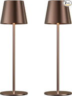 Cordless Table Lamp Rechargeable Brown - KK 2 Pack 5000mAH Battery Operated Lamp for Counter, 3 Color Stepless Dimming Wireless Lamp for Dining Table, Kitchen Counter, Outdoor Patio, Touch Control