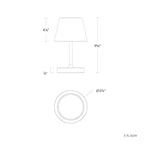 Modo LED Cordless USB-C Re-Chargeable Desk Lamp, 5200mAh Battery Operated with 3 Color Temperature 2700K-3000K-3500K and Fingertip Touch On/Off Plus Dimming in Black with White PC Shade