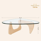 Coffee Tables Glass Small Farmhouse Coffee Table Mid-Century Modern Wood Center Table for Living Room, Original Transparent, 36 Inch