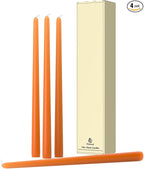 12-Inch Tall Dripless Taper Candles Set of 4 - Burnt Orange Tapered Candles, Perfect for Wedding,Dinner - Smokeless, Unscented, Long Burning - Hand Poured, Colored Tall Candlesticks