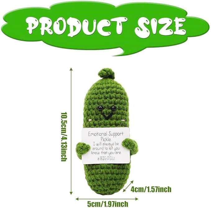 WASTIME Funny Knitted Wool Doll Toy with Positive Card - Creative Cute Mini Crochet Positive Potato Dolls Cheer Up Gift for Family Kids Friends Encouragement Decoration (Potato Girl & Pickle)