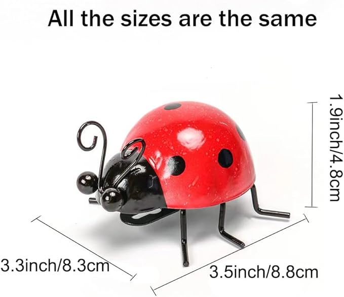 Cute Colorful Ladybug Metal Garden Decor, Set of 8 (4 Colors*2) Outdoor Yard Art, Lawn Ornaments, Fence & Patio Wall Sculptures, for Mom, Housewarming