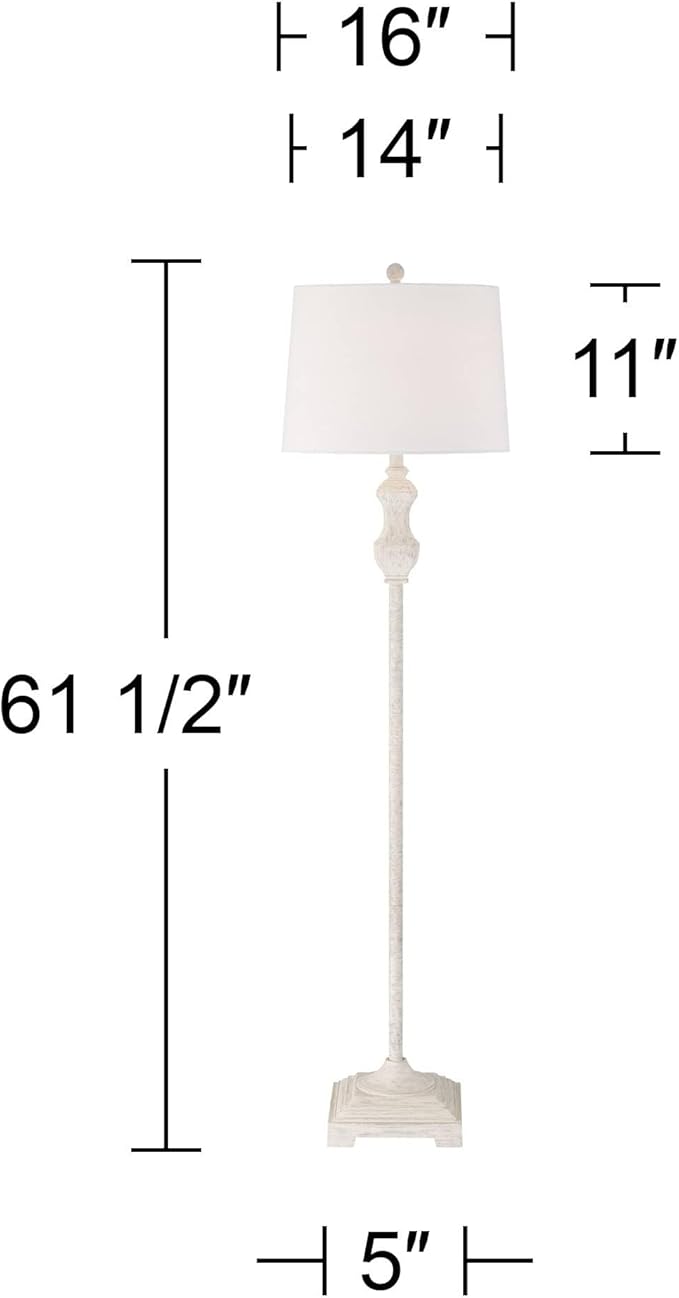 Barnes and Ivy Verona Traditional Shabby Chic 61 1/2" Tall Standing Floor Lamp Skinny Vintage White Living Room Bedroom House Reading Office Home Decor Entryway Dining Indoor Family Bedside