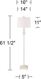 Barnes and Ivy Verona Traditional Shabby Chic 61 1/2" Tall Standing Floor Lamp Skinny Vintage White Living Room Bedroom House Reading Office Home Decor Entryway Dining Indoor Family Bedside