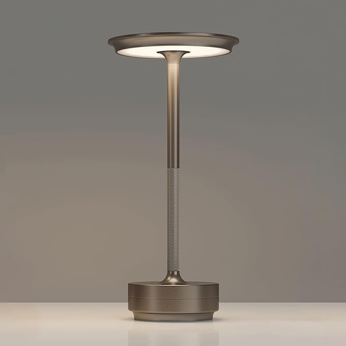 1 Pack Rechargeable Table Lamps Cordless, Portable 5000mAh Outdoor Table Light, 3 Color Stepless Dimming LED Table Lamp with Memory Function, for Home/Dinner/Patio/Restaurant.(Light Cafe)