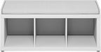 Furinno Cubicle Storage Bench, Shoe Bench with Padded Seat Cushion, 3-Cube Open Shelves Entryway Bench, for Closet, Entryway, Living Room, White