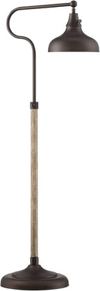 Franklin Iron Works Works Ferris Industrial Farmhouse Rustic 57" Tall Downbridge Pharmacy Floor Lamp Bronze Faux Wood Grain Metal Adjustable Dome Shade for Living Room Reading Family Bedroom Office