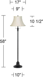 360 Lighting Dyna 58" High Black and Creme 2-Light Floor Lamp