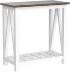 ChooChoo Farmhouse End Table Set of 2, Rustic Vintage Narrow End Side Table with Storage Shelf for Small Spaces, Nightstand Sofa Table for Living Room, Bedroom White