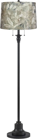 360 Lighting Dyna Traditional 58" Tall 2-Light Standing Floor Lamp Skinny Pole Pull Chain Black Finish Living Room Bedroom House Reading Office Home Decor Entryway Dining Botanical Velvet Shade
