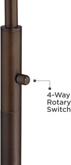 Farmhouse Rustic 71 1/2" Tall Standing Floor Lamp Large Arc Curved Downbridge Brown Metal Oil Rubbed Bronze Finish Living Room Bedroom House Reading Office Paper Bark Pattern Drum Shade