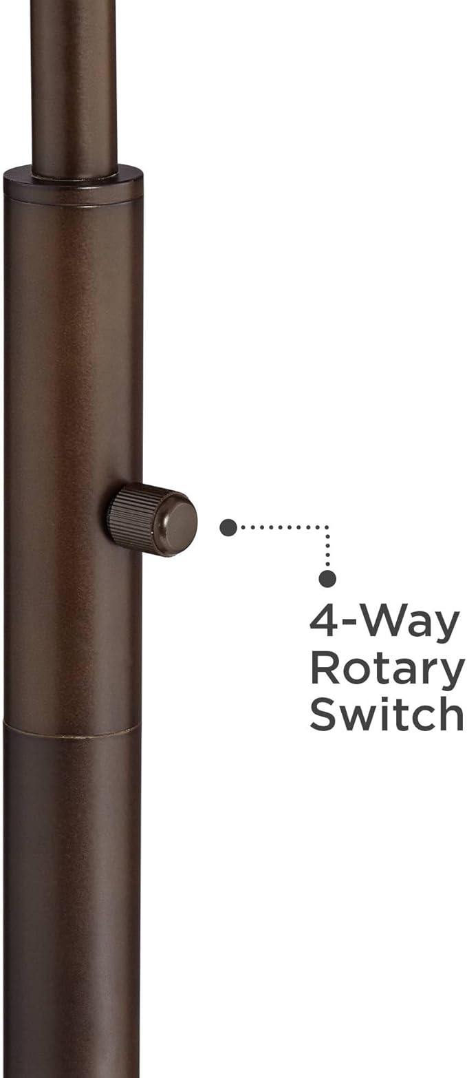 Farmhouse Rustic 71 1/2" Tall Standing Floor Lamp Large Arc Curved Downbridge Brown Metal Oil Rubbed Bronze Finish Living Room Bedroom House Reading Office Paper Bark Pattern Drum Shade