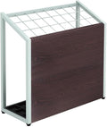 AKIRA Large Capacity Umbrella Stand for 24-Umbrellas Modern Brown Wood Grain & Gray Metal Entryway Organizer Rack Holder for Office or Lobby, Model US-US-0625-GYDB