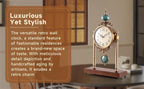 Vintage Fireplace Mantel Clock – Silent Retro Desk Clock for Living Room, Walnut Base with Metal Surface Antique Shelf Pendulum Clock, Home Decor