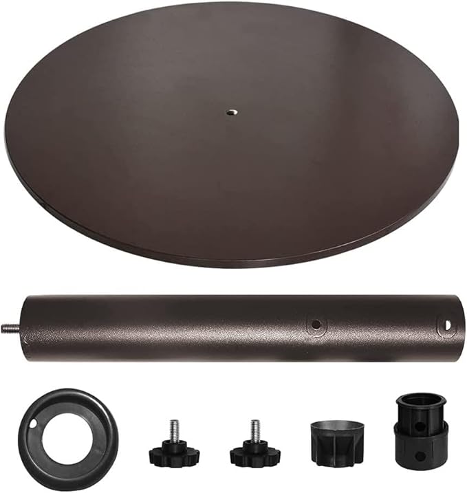 EliteShade USA Up to 140 lbs Round Umbrella Base Steel Plate Stand Market Patio Outdoor Heavy Duty Umbrella Holder, Bonus 18" Round Weight Sand Bag (Sand is not Included), Reddish-Brown