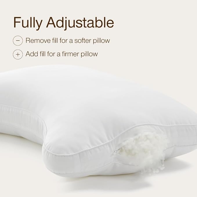 Coop Home Goods Essence Crescent Down Alternative Pillow Set of 2, Queen Size, Adjustable, Plush & Breathable Pillow, Luxury Hotel Pillow for Side and Back Sleepers, Oeko-TEX Standard 100