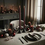 10-Inch Tall Dripless Taper Candles Set of 4 - Dark Red Tapered Candles, Perfect for Christmas - Smokeless, Unscented, Long Burning - Hand Poured, Colored Tall Candlesticks - Bordeaux