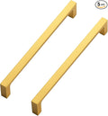 Ravinte 5 Pack Solid 6-1/4 Inch Square Cabinet Handles - Brushed Brass Drawer Pulls - Kitchen Hardware