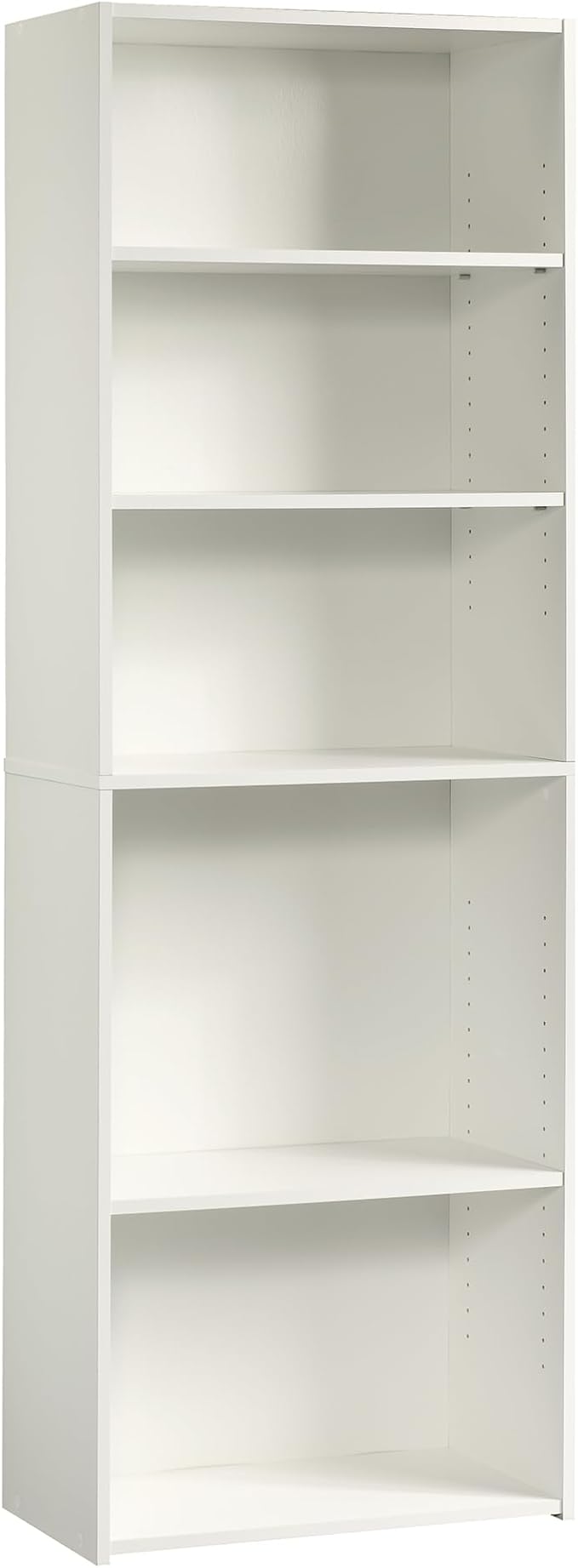 Sauder Beginnings 5-Shelf Bookcase, Bookshelf with Adjustable Storage Shelves, in Soft White
